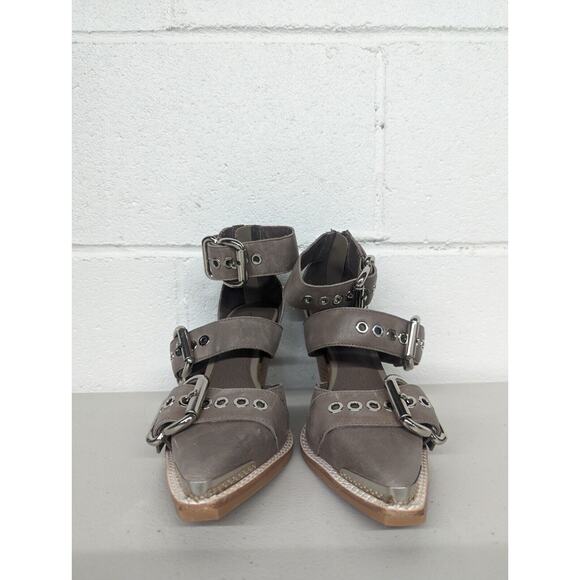 NEW Sz 5.5 Jeffrey Campbell Emilia Silver Buckles Cutout Heels hoes Pointed Toe - Picture 2 of 7